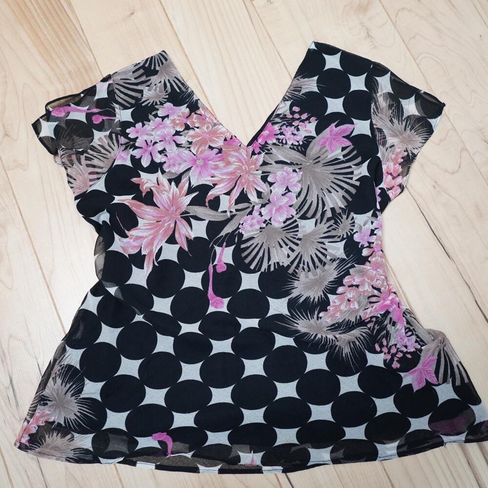 Fabiani Sheer Floral Y2K Mesh Top M